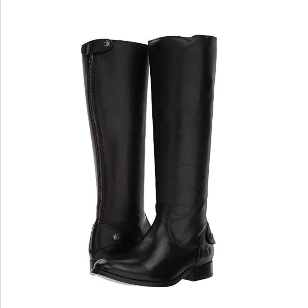 Frye Melissa button back zip black size 8